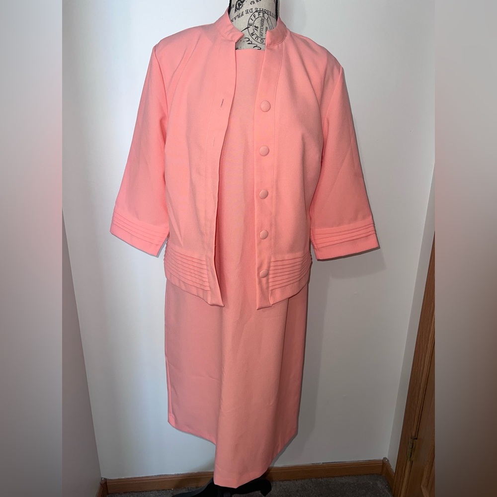 BFA Classics Peach Pink Dress & Jacket Set Size 12P